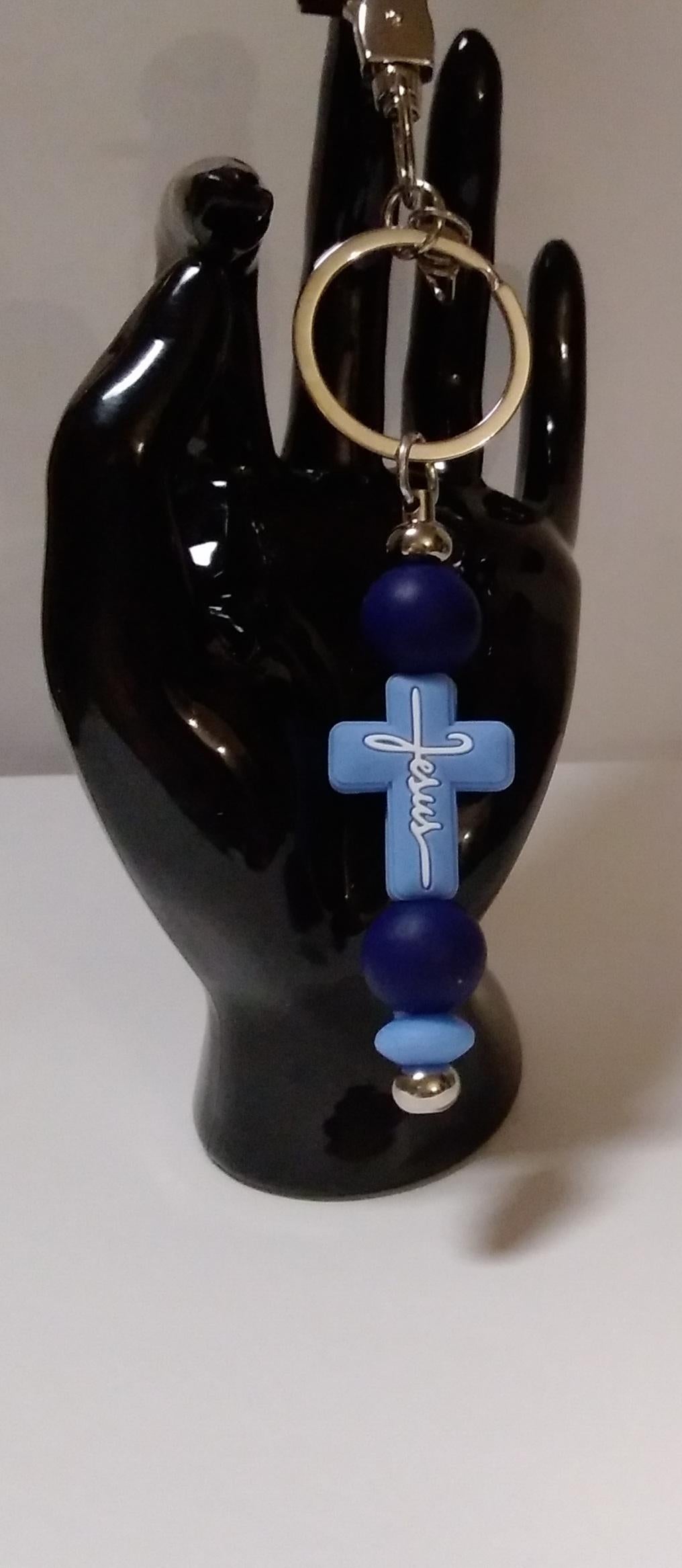 Cross Keychain (Light Blue)