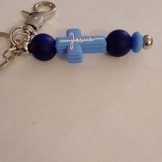 Cross Keychain (Light Blue)