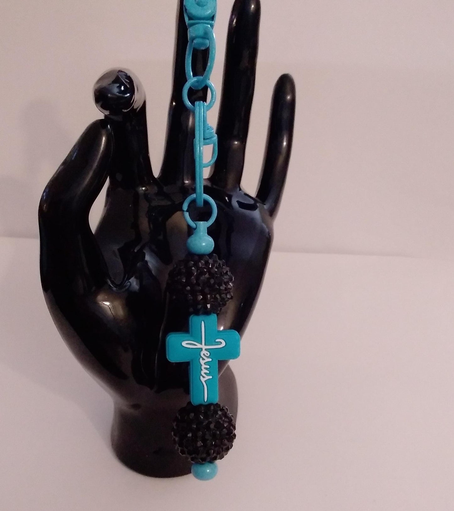 Cross Keychain (Light Blue)