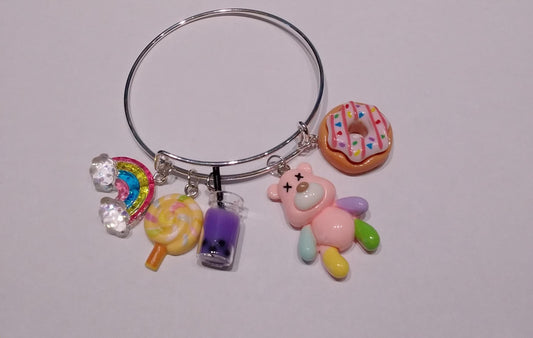 Cartoon Bear Pink Multi-color Sweets Charm Bracelet