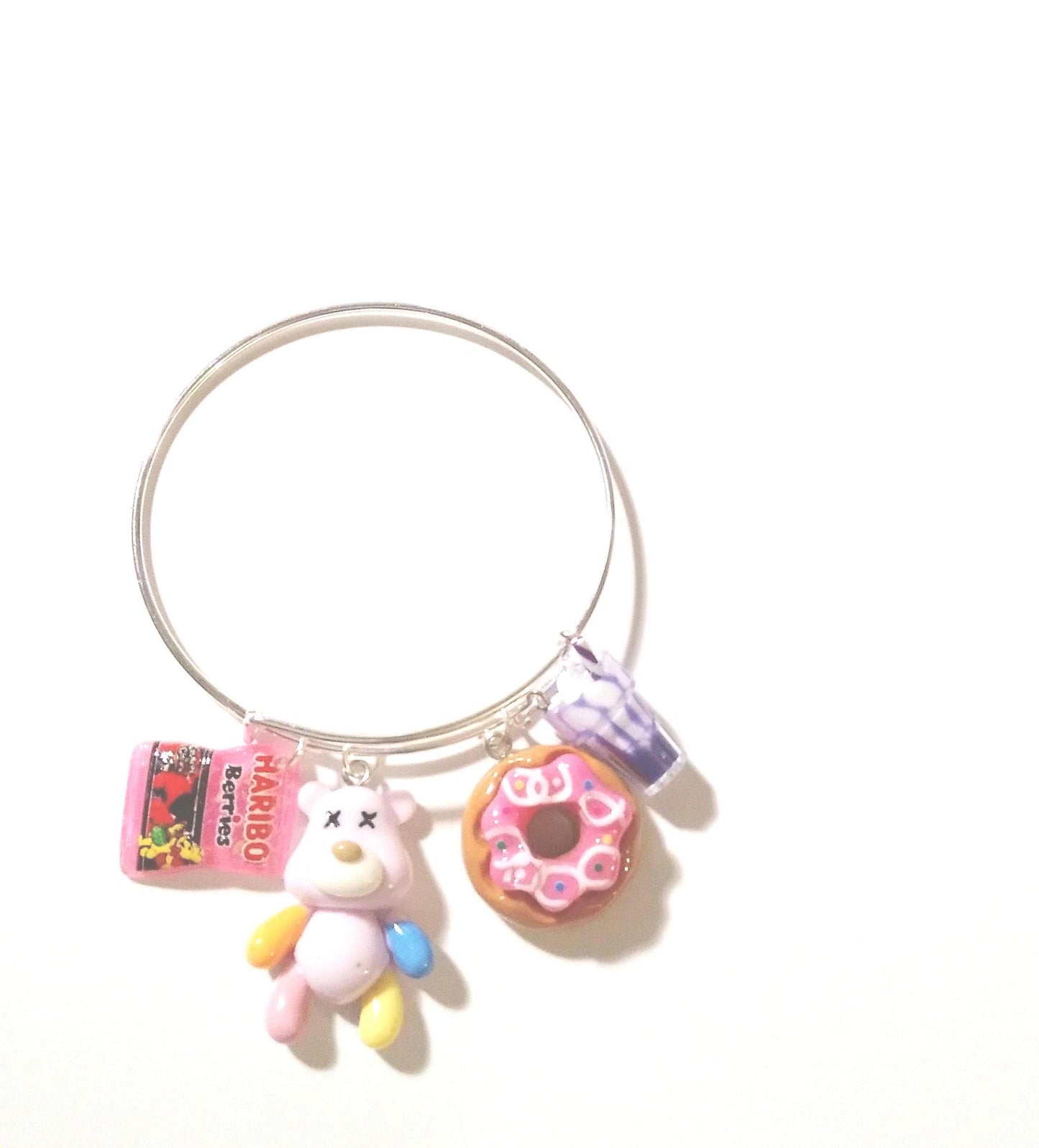 Purple Cartoon Bear  Multi-color Charm Bracelet