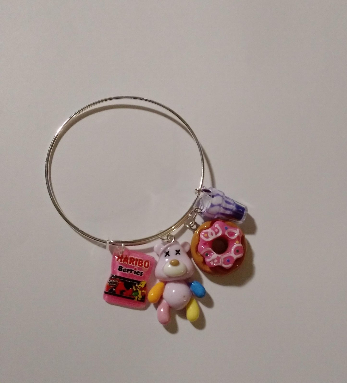 Purple Cartoon Bear  Multi-color Charm Bracelet