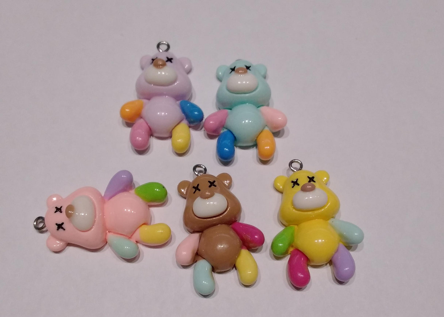5 piece Cartoon bear color mix charm set
