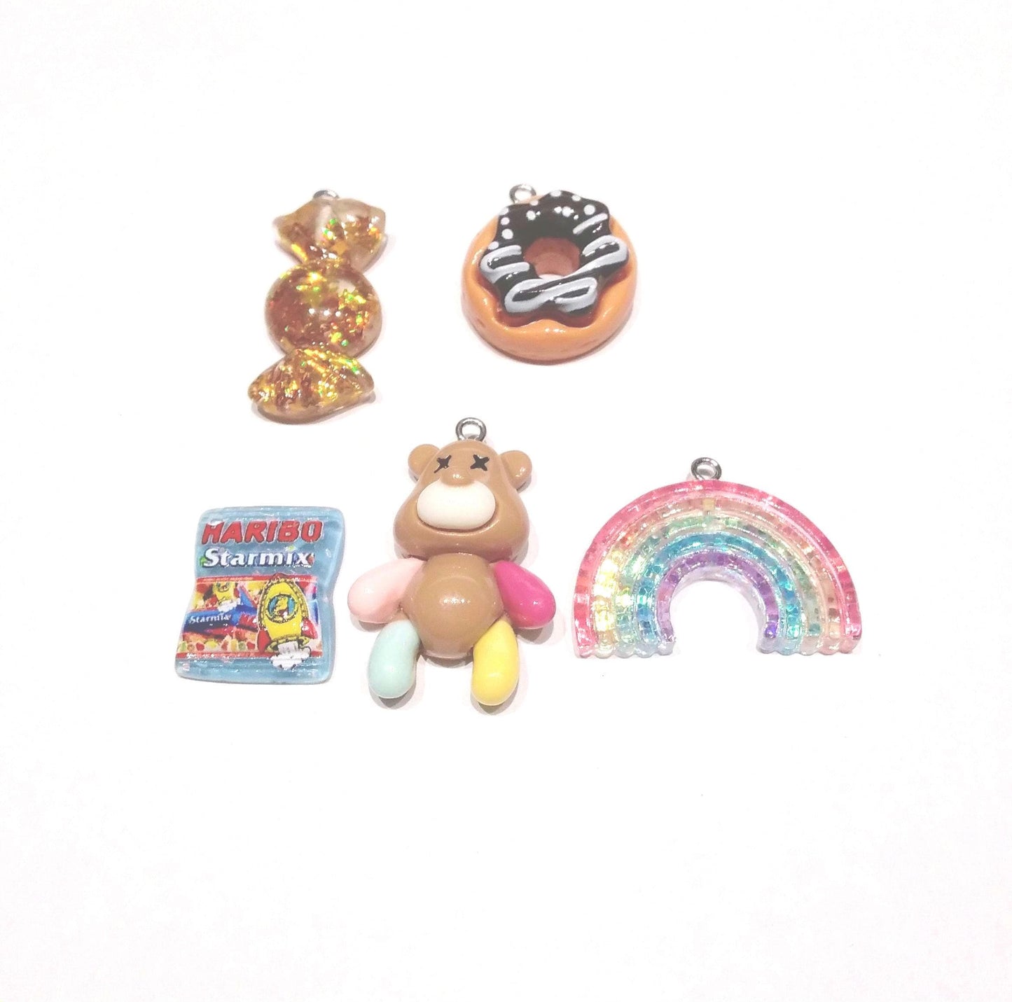 5 piece Brown cartoon bear set mixed charms