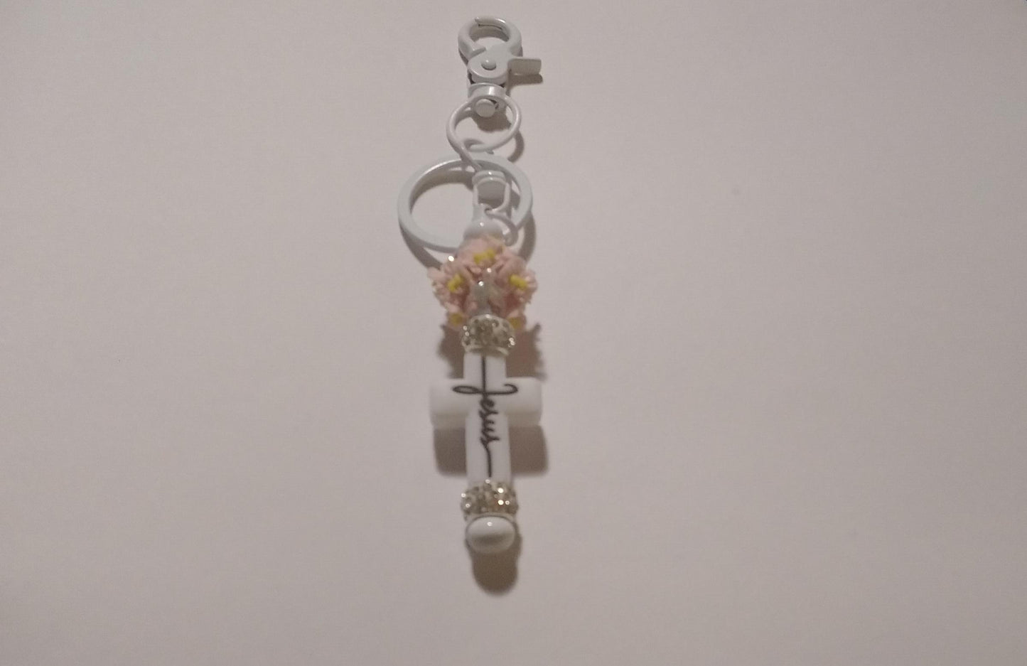 Cross Keychain (white)