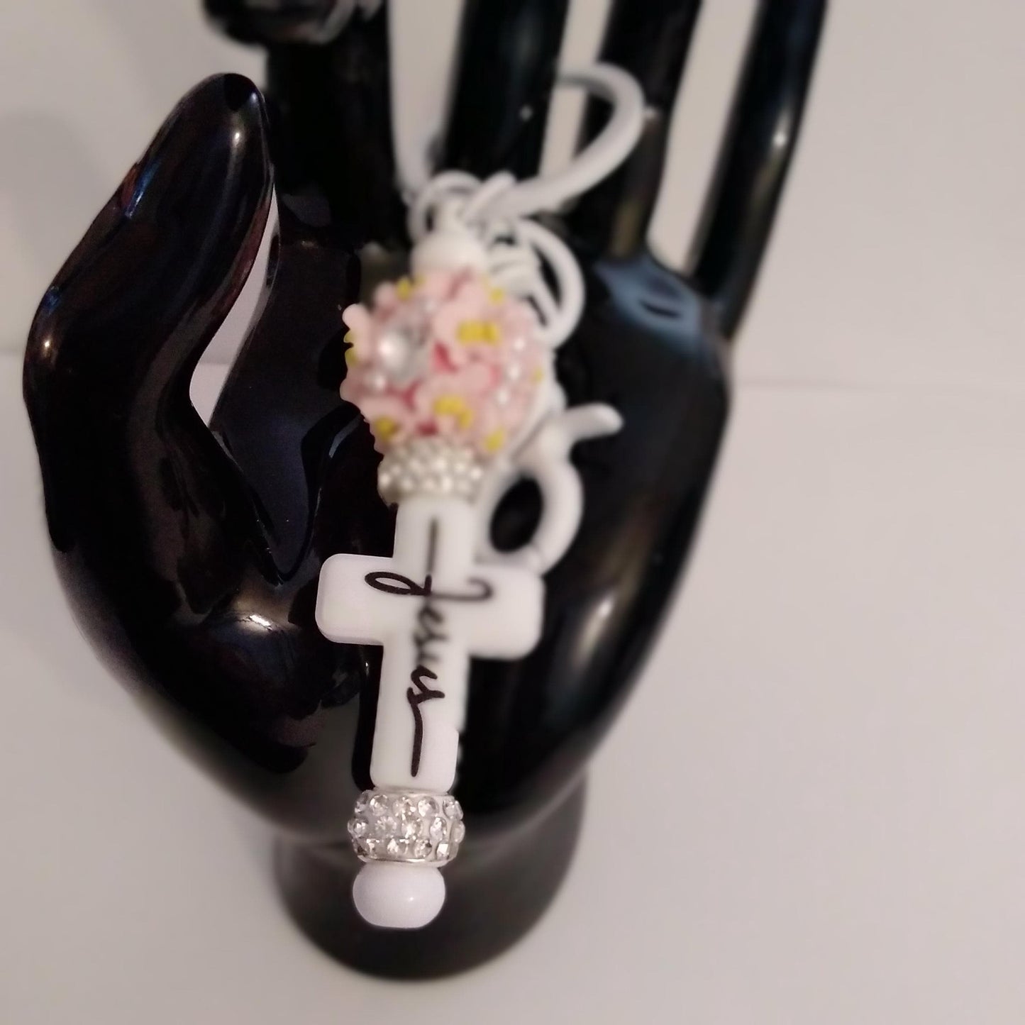 Cross Keychain (white)