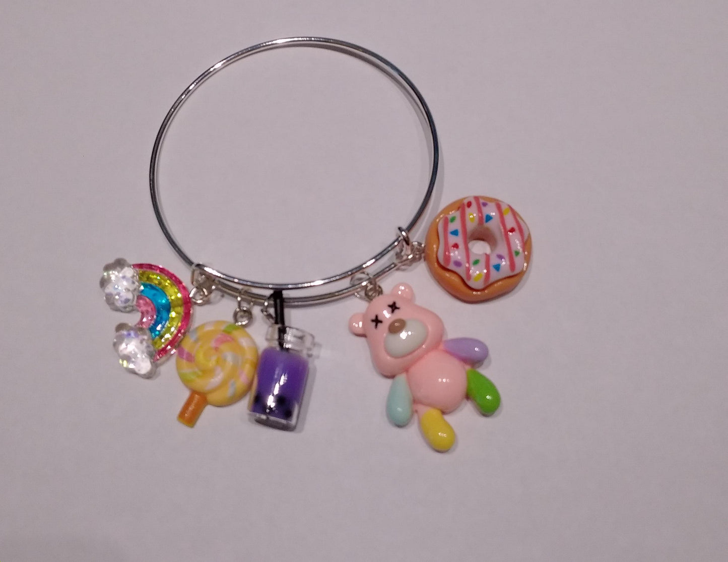Cartoon Bear Pink Multi-color Sweets Charm Bracelet