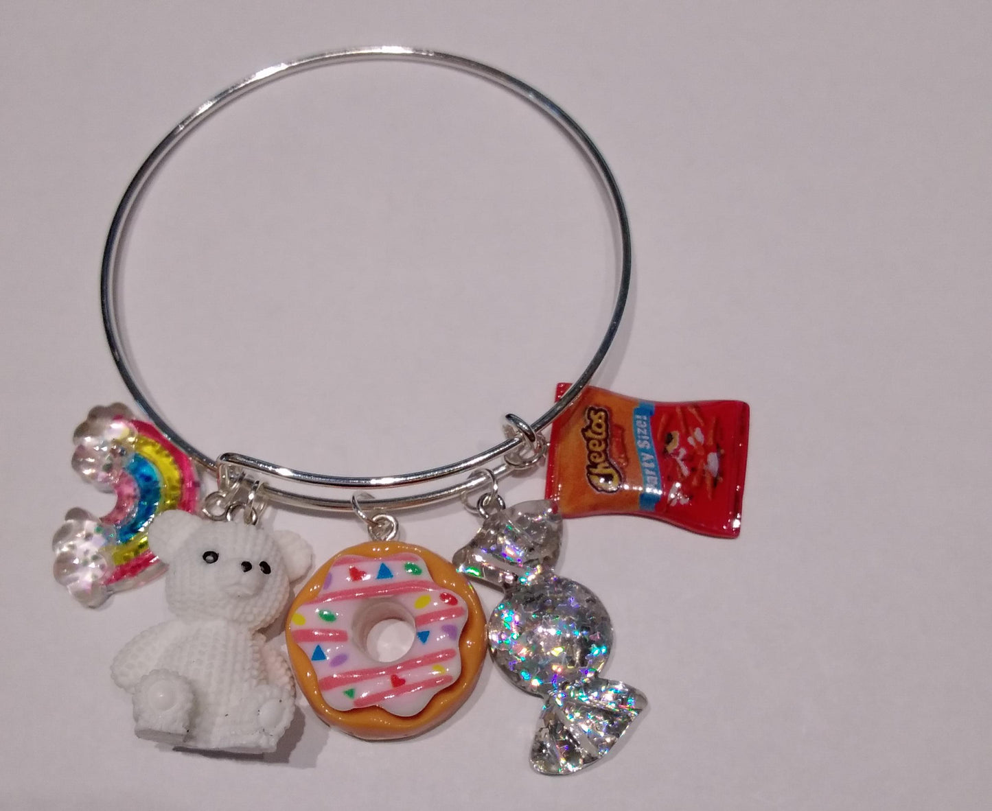 White Bear Cheetos Sweets Charm Bracelet