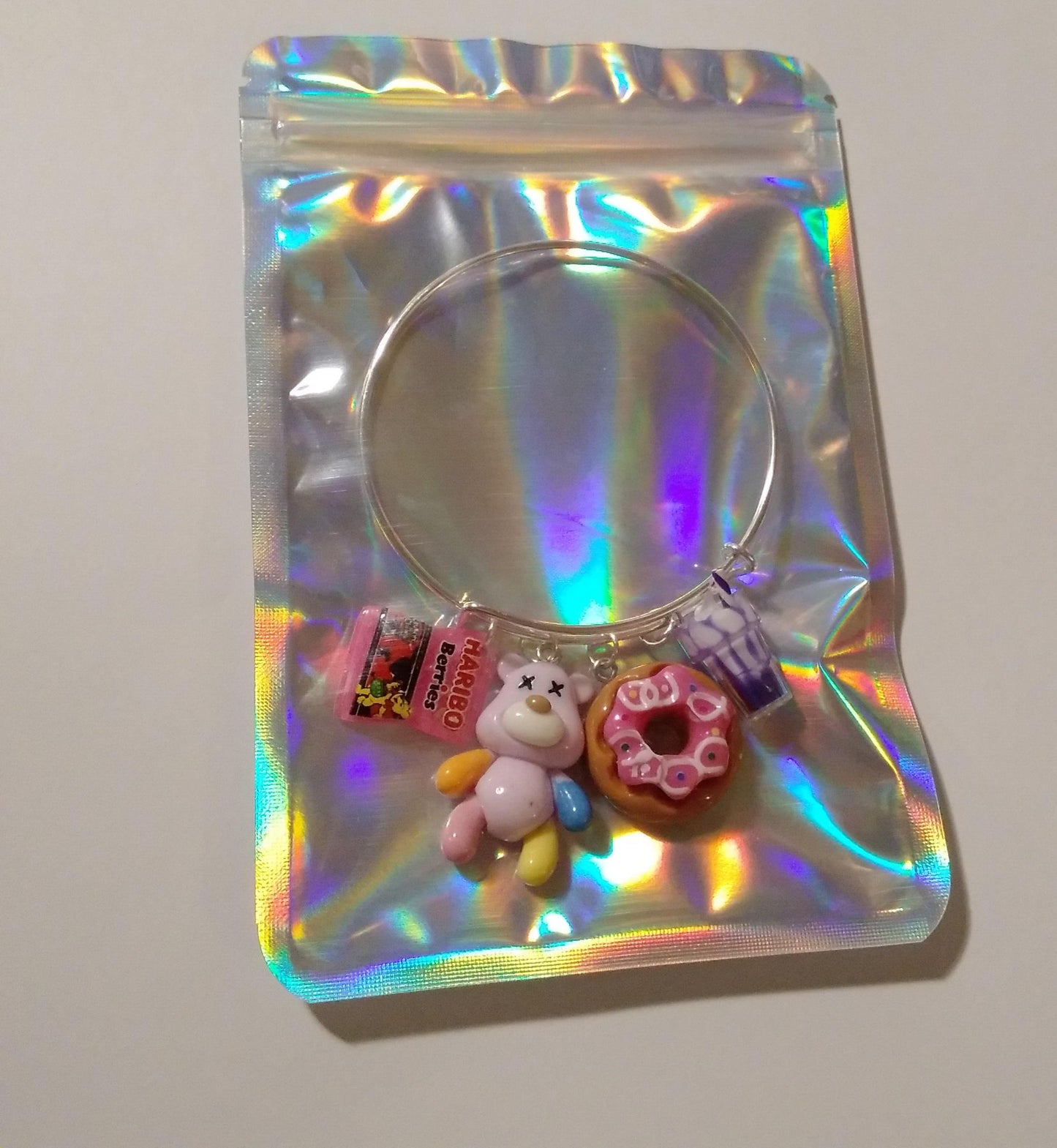 Purple Cartoon Bear  Multi-color Charm Bracelet