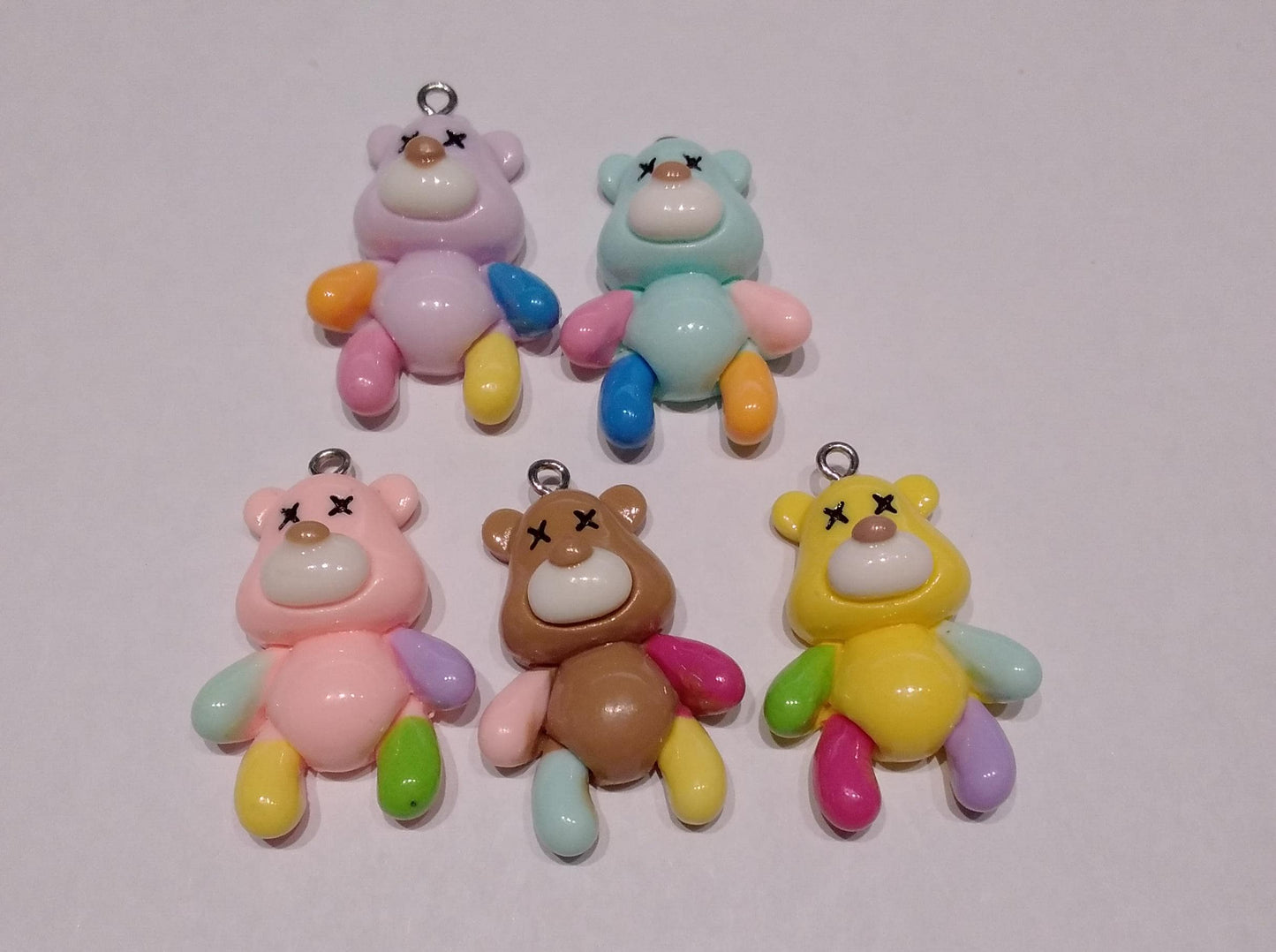 5 piece Cartoon bear color mix charm set