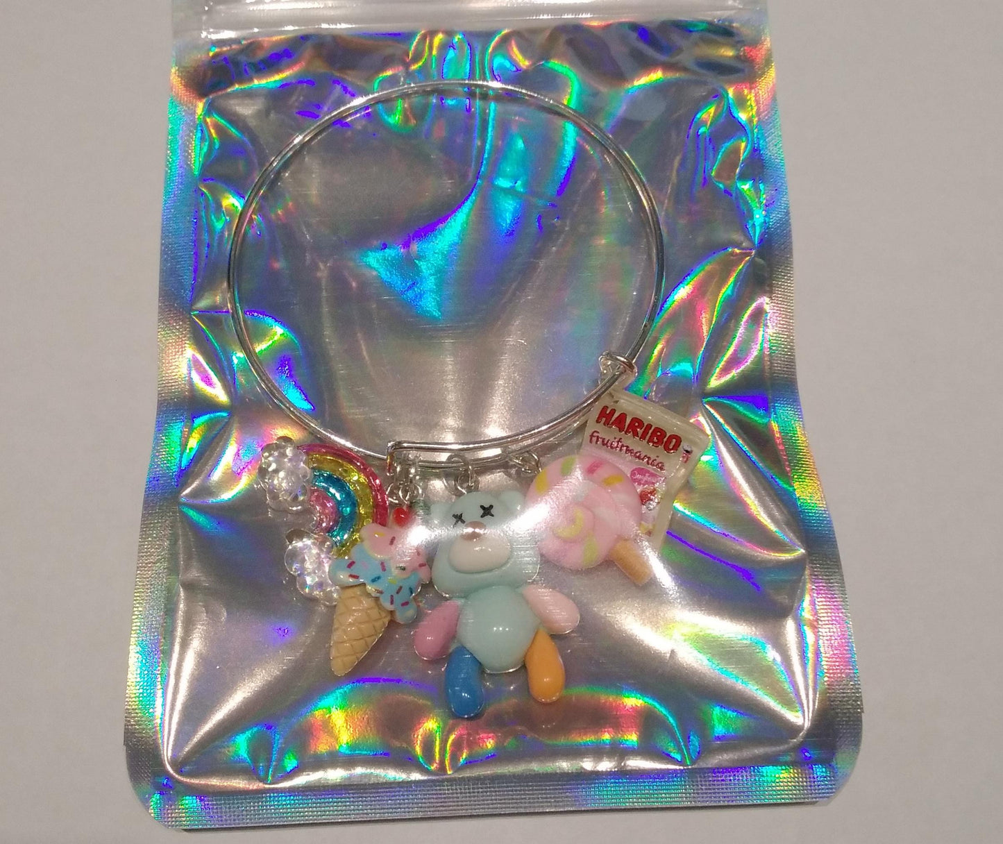 Cartoon Bear Blue Multi-color Sweets Charm Bracelet