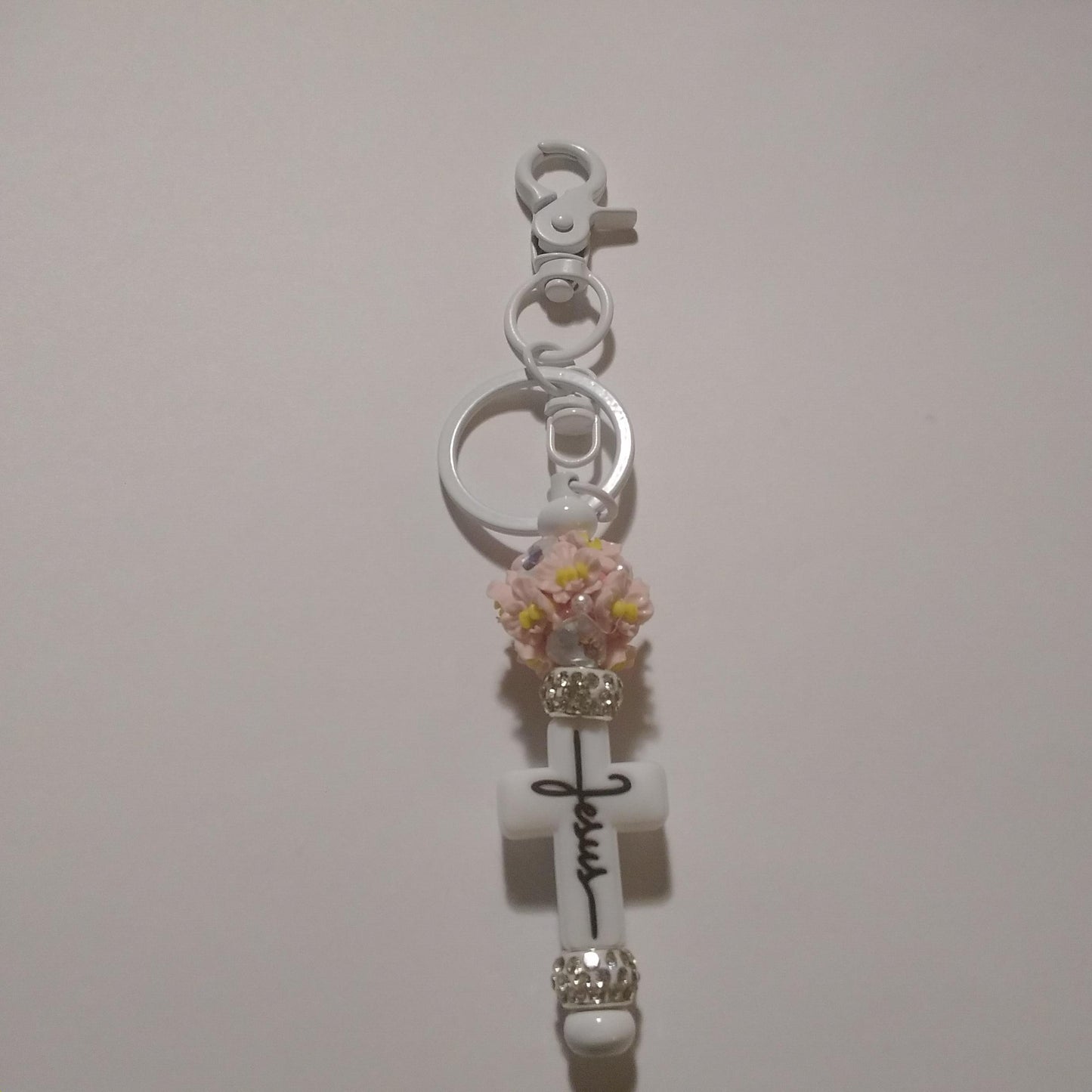 Cross Keychain (white)